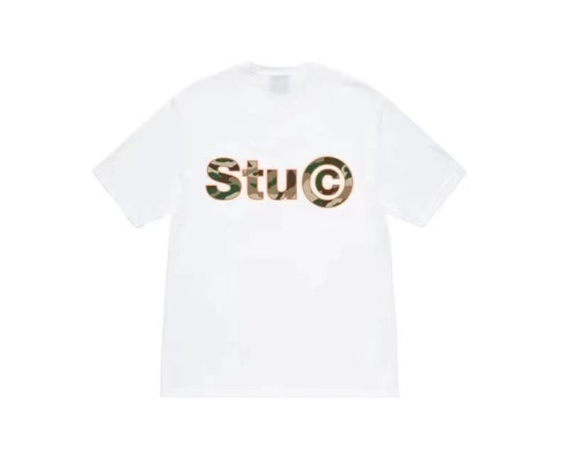 STUSSY CAMOUFLAGE LOGO TEE WHITE