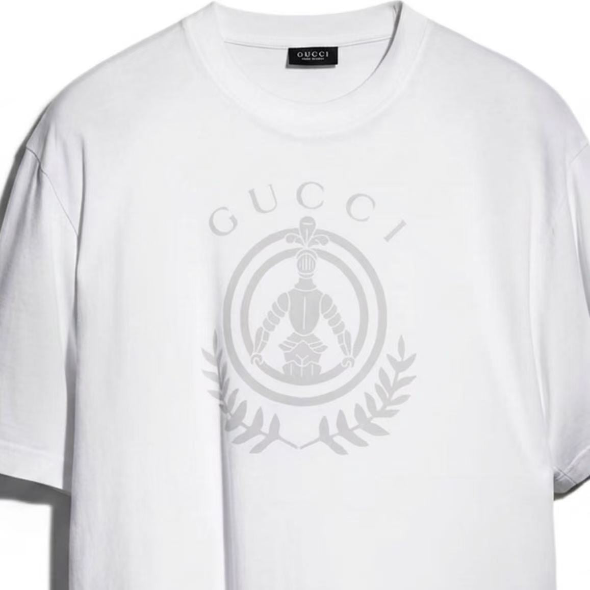 GUCCI T-shirt with emblem print, round neck, short sleeves, for men