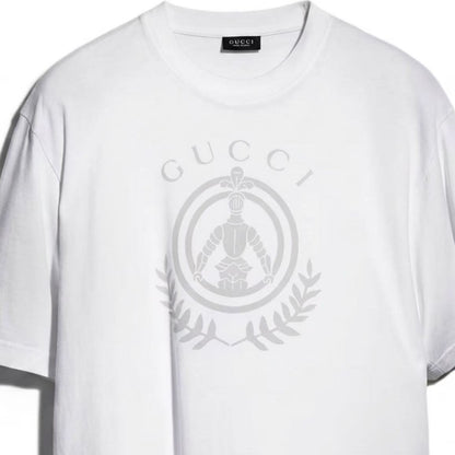 GUCCI T-shirt with emblem print, round neck, short sleeves, for men