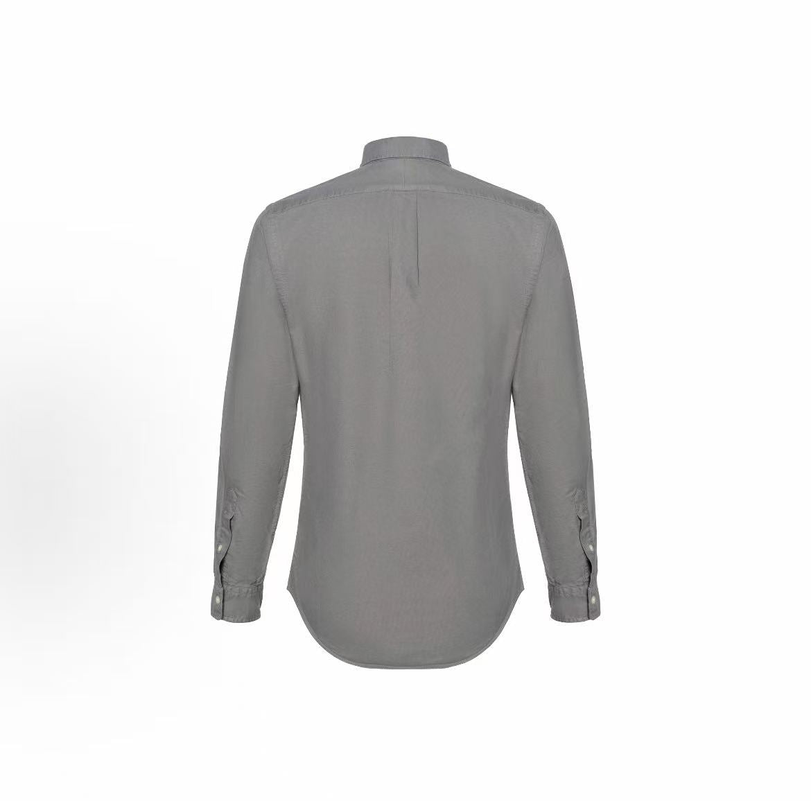 Ralph Lauren SS23 Little Horse Embroidery Solid Cotton Collared Long-Sleeved Button-Down Shirt Seamed Fit Men's Style Gray