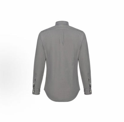 Ralph Lauren SS23 Little Horse Embroidery Solid Cotton Collared Long-Sleeved Button-Down Shirt Seamed Fit Men's Style Gray