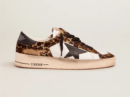 حذاء سنيكرز Stardan من GOLDEN GOOSE بالجلد الأسود بالكامل بلمسة نهائية عتيقة
