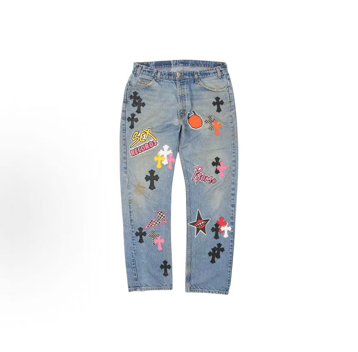 Chrome Hearts Matty Boy series - Cross patch patchwork - Jeans - for both men and women