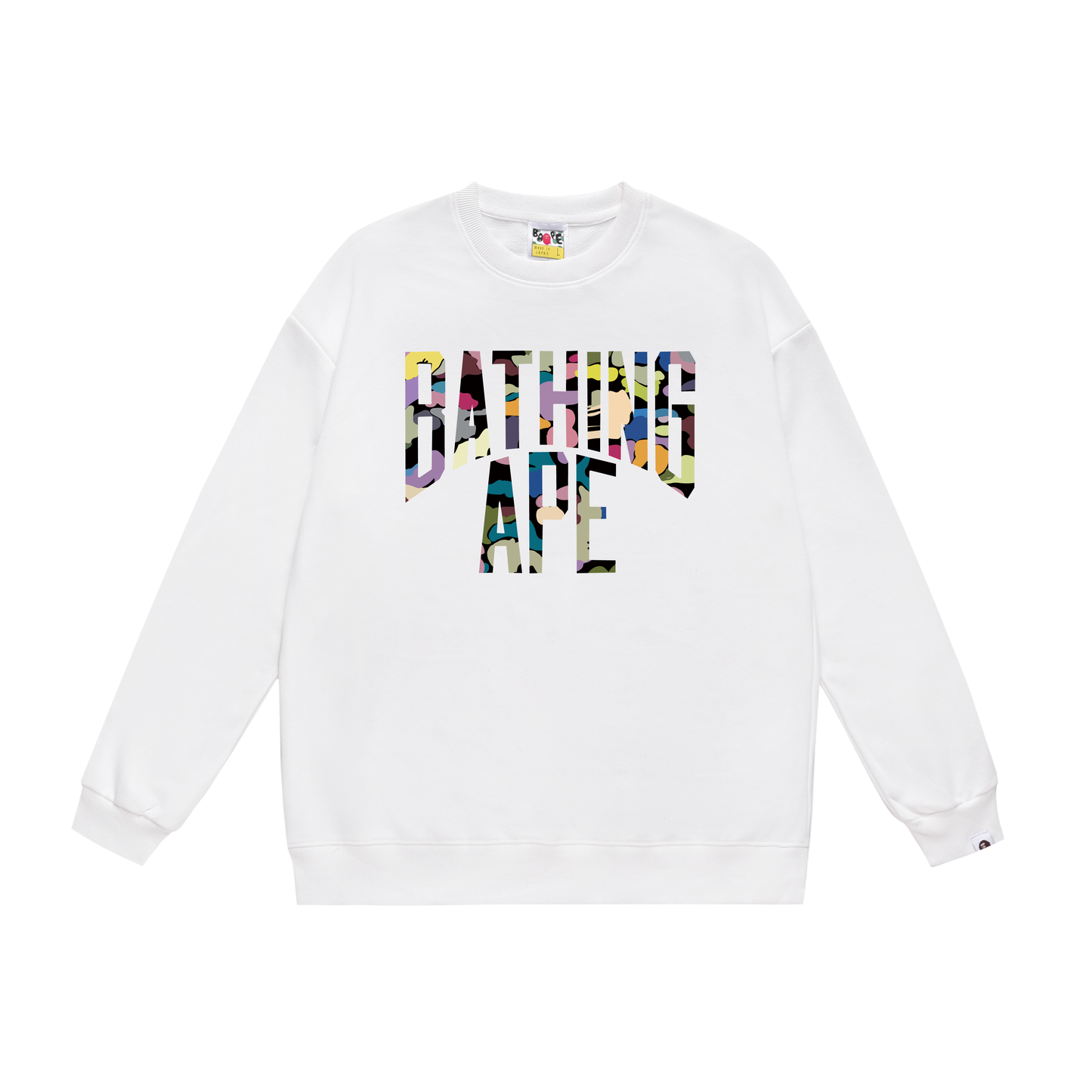 A Bathing Ape Colored Letters Print Hoodie White