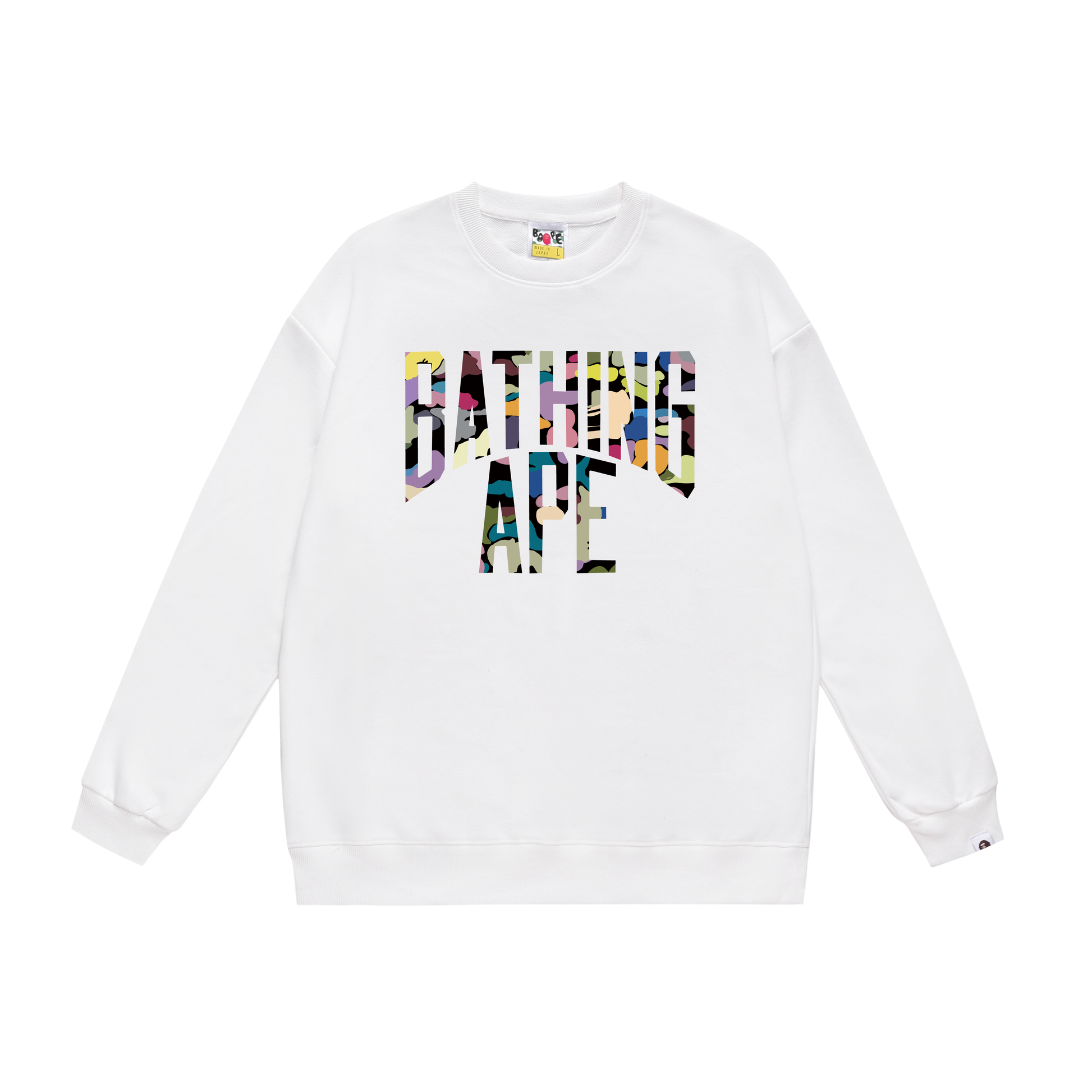 A Bathing Ape Colored Letters Print Hoodie White