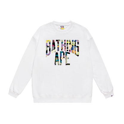 A Bathing Ape Colored Letters Print Hoodie White