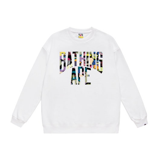 A Bathing Ape Colored Letters Print Hoodie White
