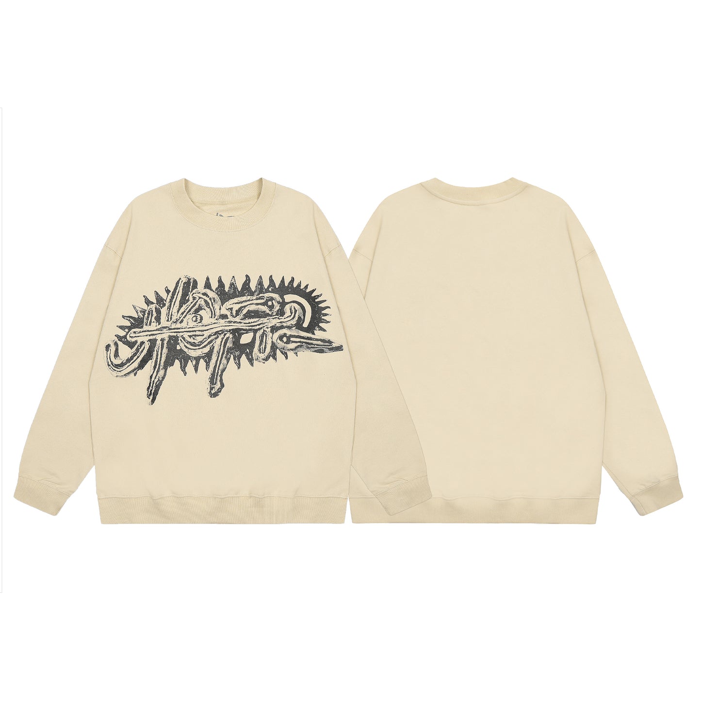 Travis Scott Graffiti Print Hoodie Apricot