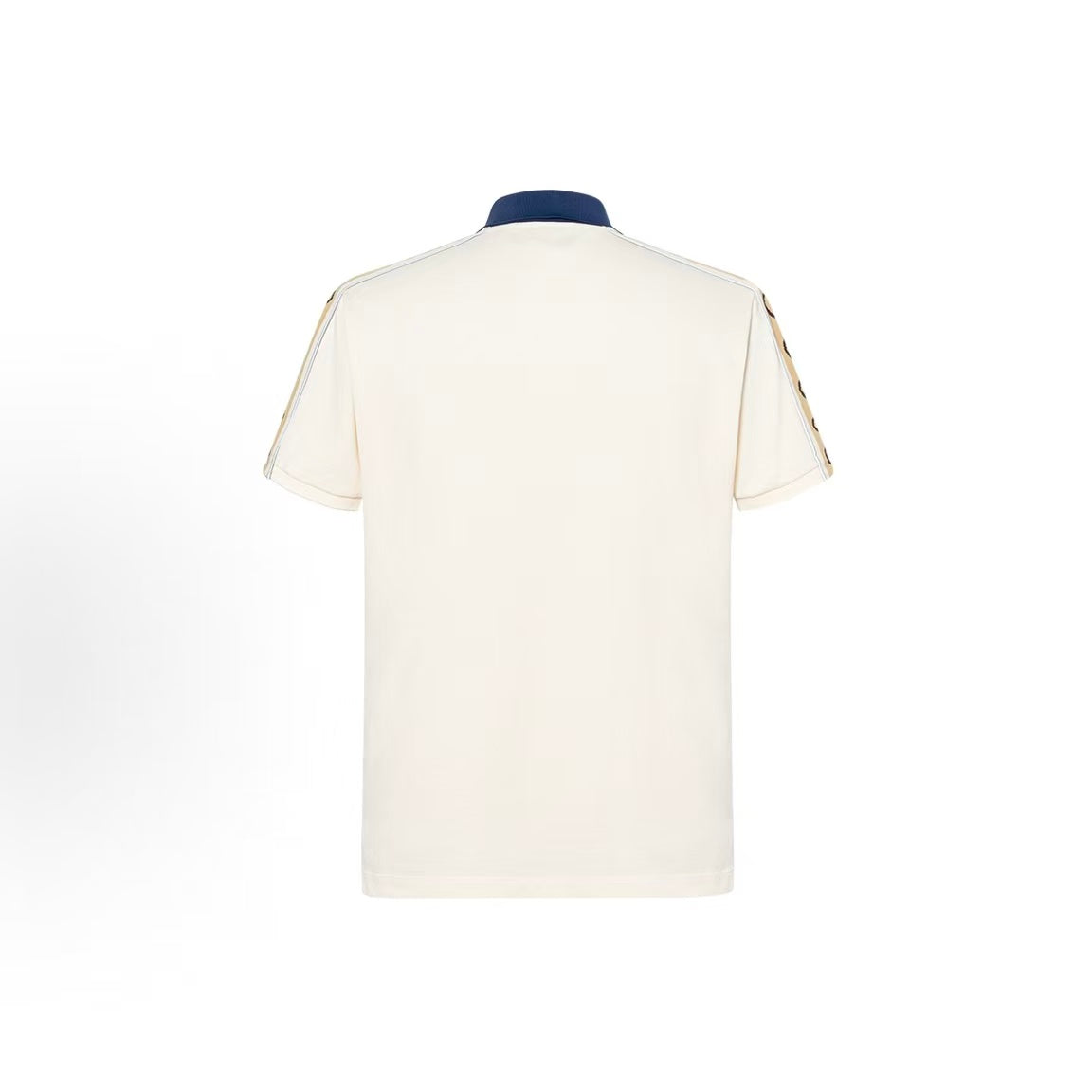 GUCCI Polo shirt with logo pattern, short sleeves, crew neck, men's style, ivory white