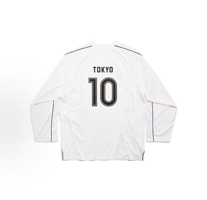 Balenciaga Logo letter pattern printed crew-neck long-sleeved T-shirt. Loose fit. Same style for both men and women. White.