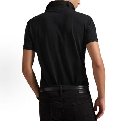 Ralph Lauren FW21 Logo Embroidered Solid Mesh Short-Sleeved Polo Shirt - Messy Hair - Men's - Black
