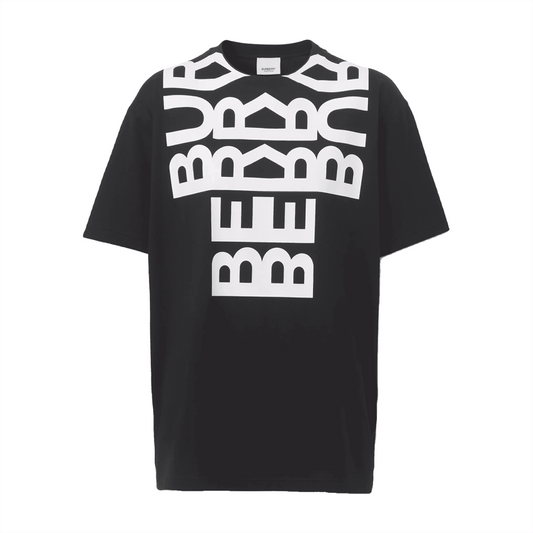 BURBERRY LOGO PRINT COTTON OVERSIZED T-SHIRT IN BLACK – BRS003