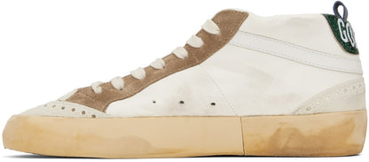 GOLDEN GOOSE حذاء رياضي Mid Star باللون الأبيض المائل للصفرة