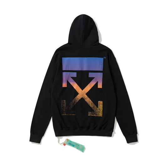 Off-White 866 doodle arrow print hooded sweater black