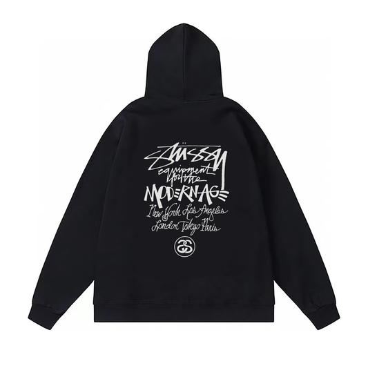 STUSSY BASIC LOGO HOODIE BLACK