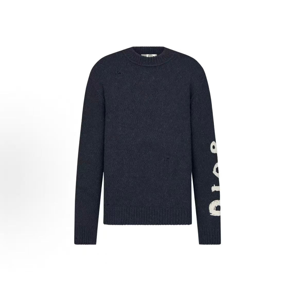 DIOR (Dior) SS24 Letter Embroidery Round-neck Casual Long-sleeve Knit Shirt for Men