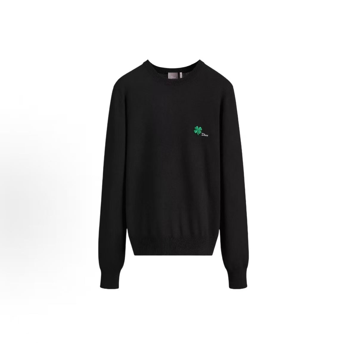 DIOR (Dior) SS26 Summer Collection - Solid Green Embroidered Long-Sleeved Sweater for Men