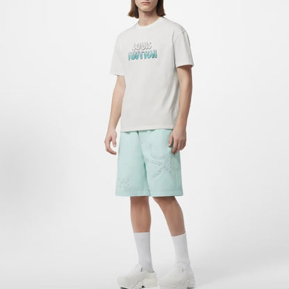 LOUIS VUITTON SS23 Beaded Letter Embroidery Casual Short-Sleeved T-Shirt for Men, White