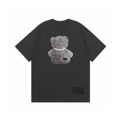 WE11DONE Reflective Teddy Bear Print Tee Grey