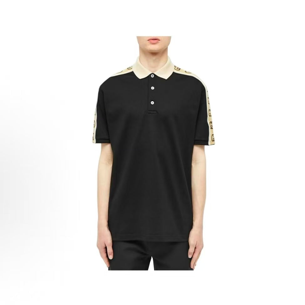 GUCCI Gucci Interlocking Double G Stripes Short-Sleeved Polo Shirt - Men's - Black