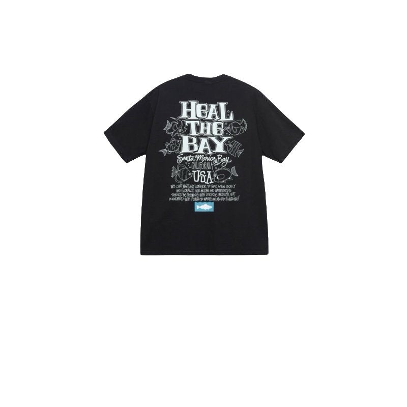 STUSSY FISH BONES PRINT TEE BLACK