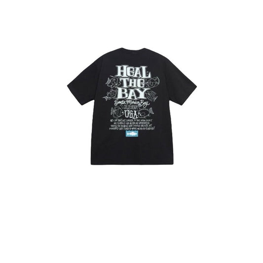 STUSSY FISH BONES PRINT TEE BLACK