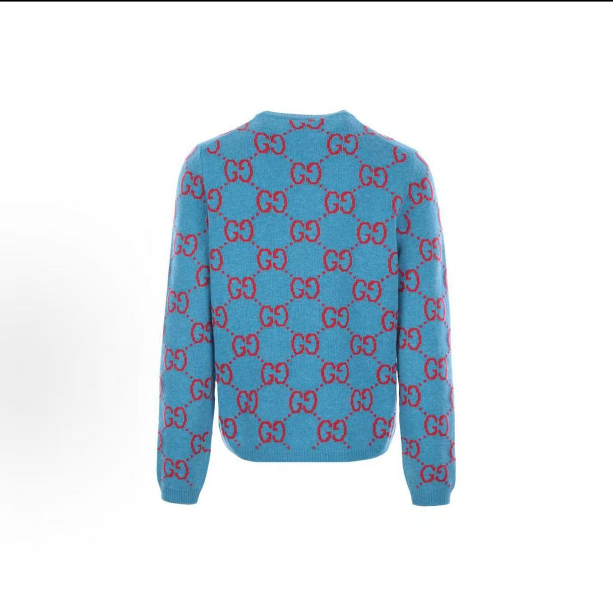 GUCCI SS22 GG Embroidered Knitted Wool Sweater for Men - Blue