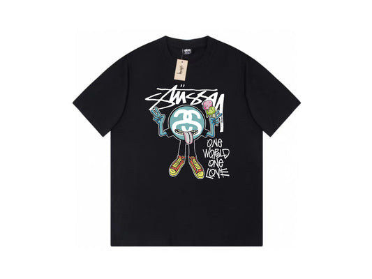 STUSSY CARTOON DOLL PRINT TEE BLACK