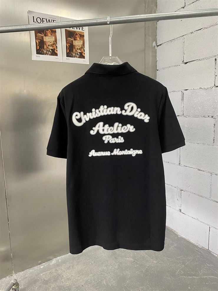 ‘CHRISTIAN DIOR ATELIER’ POLO SHIRT BLACK COTTON PIQUÉ – DOT018