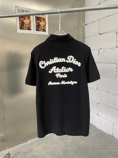 ‘CHRISTIAN DIOR ATELIER’ POLO SHIRT BLACK COTTON PIQUÉ – DOT018