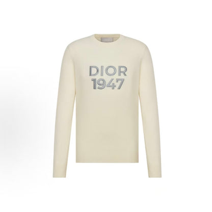 DIOR (Dior) Crew Neck Sweater with Letter Print - Round Neck, Fit-Sized Long Sleeve, Sweater, Men's Style, Brown