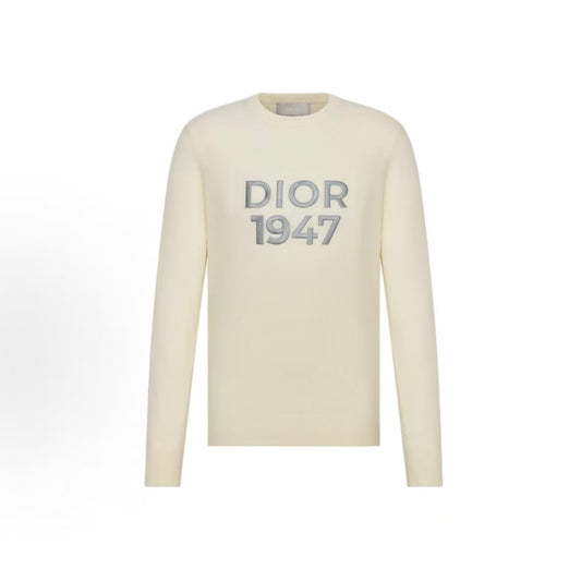 DIOR (Dior) Crew Neck Sweater with Letter Print - Round Neck, Fit-Sized Long Sleeve, Sweater, Men's Style, Brown