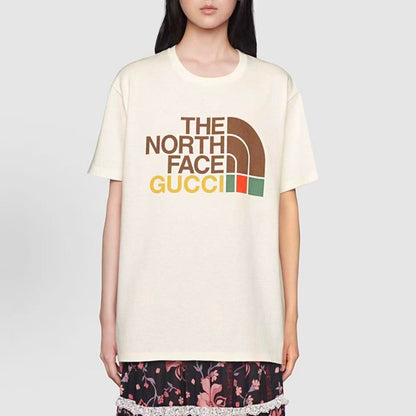 GUCCI x THE NORTH FACE Logo Letter Print Round-neck Casual Short-Sleeved Sleeveless T-shirt for Women - White