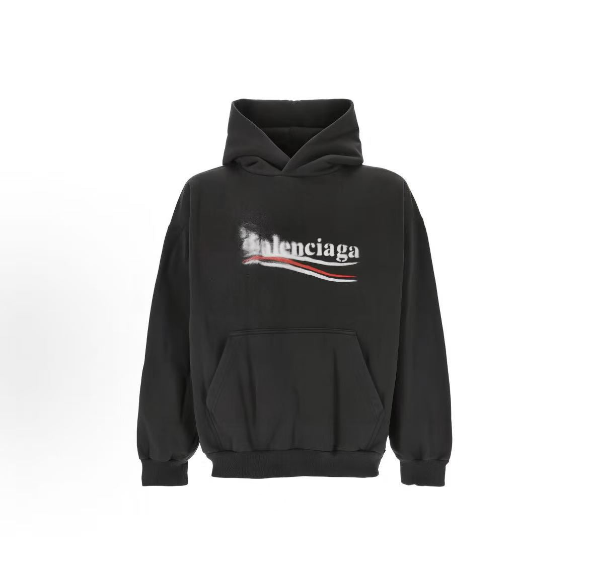 Balenciaga Logo letter print hooded long-sleeved pullover, regular fit, men's style, black color
