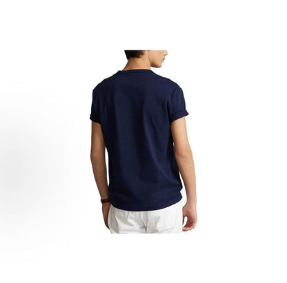 Ralph Lauren SS21 Solid-color Logo Embroidered Loose Short-Sleeved T-Shirt - Classic Version - Men's Style - Blue