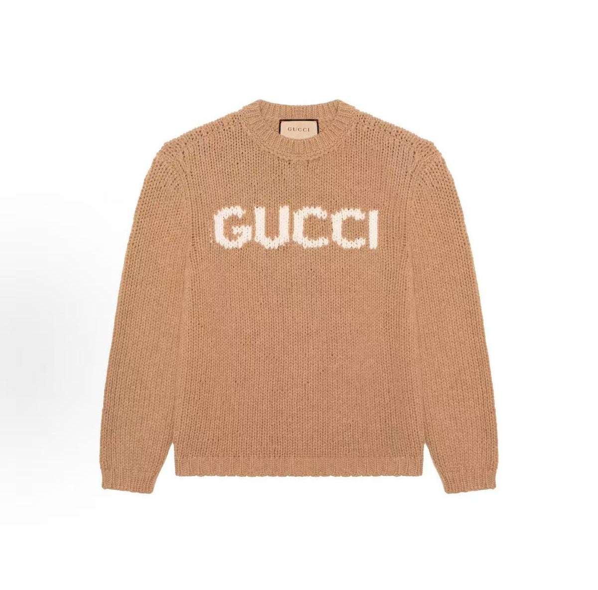 GUCCI Gucci Letter Embroidery Round-neck Long-sleeved Knit Shirt for Men Brown