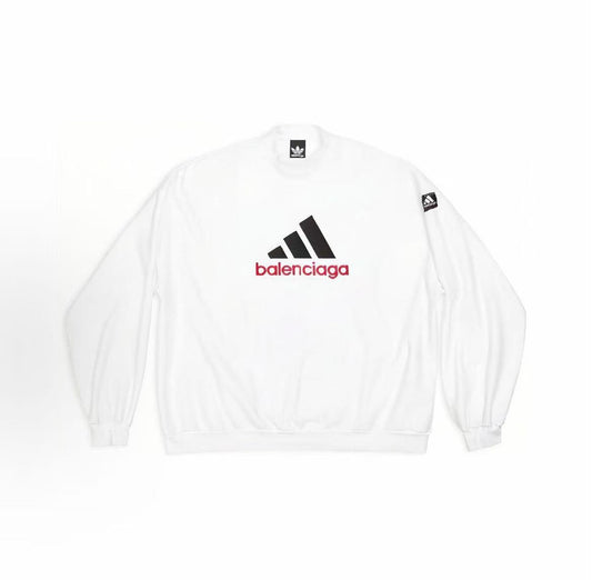 Balenciaga × adidas originals Collaboration Logo Printed Round-neck T-shirt Sweater Loose Fit Men's White Version