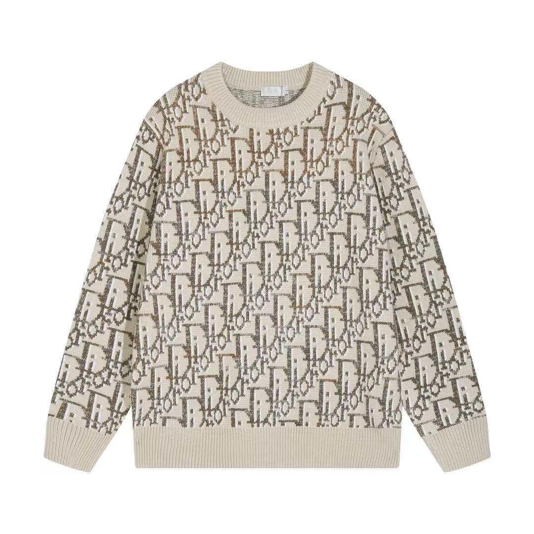 DIOR (Dior) Letter Embroidery Round-neck Pullover Long-sleeved Sweater for Men