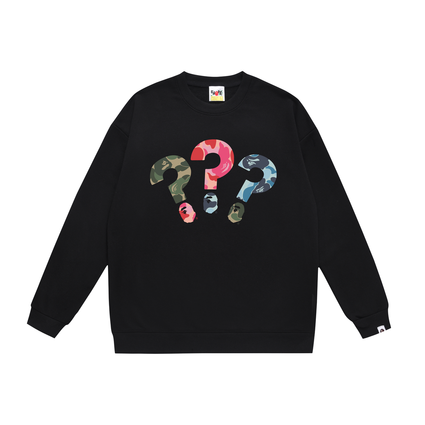 A Bathing Ape Three Color Question Mark Print Hoodie Black