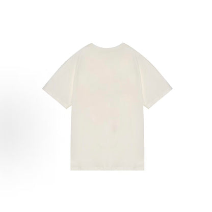 GUCCI T-shirt with letter logo print, round neck, suitable for both men and women as a couple's style, in white color.