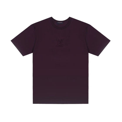 LOUIS VUITTON Embroidered Embossed Classic Organic Cotton Short-Sleeve T-Shirt for Men - Burgundy Red