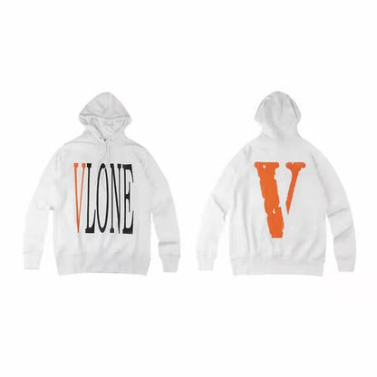 VLONE Logo Print Hoodie White/Orange