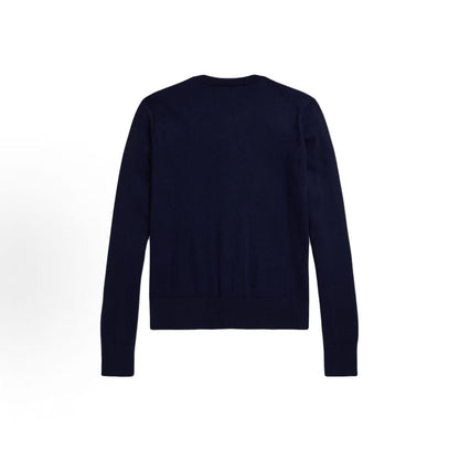 Ralph Lauren FW25 Cotton Round-neck Single-Button Knit Shirt - Slim Fit Women's Style - Bright Dark Blue