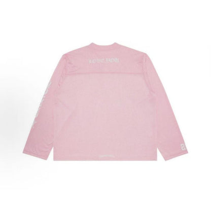 Chrome Hearts Letter Sleeve V-neck Long-Sleeved Ice Hockey Jacket T-shirt for Men - Pink