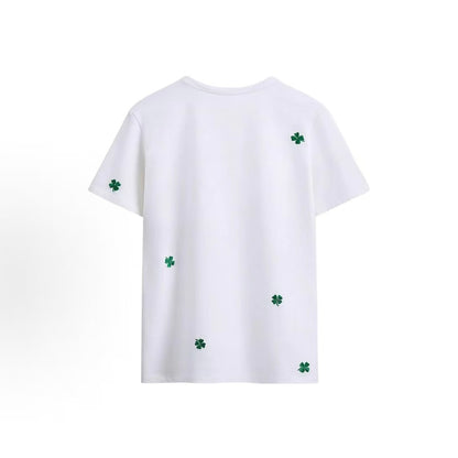DIOR (Dior) SS26 Summer Collection - Cotton Loose Ribbed Round-neck T-shirt with Four-Leaf Clover Embroidery Pattern for Men