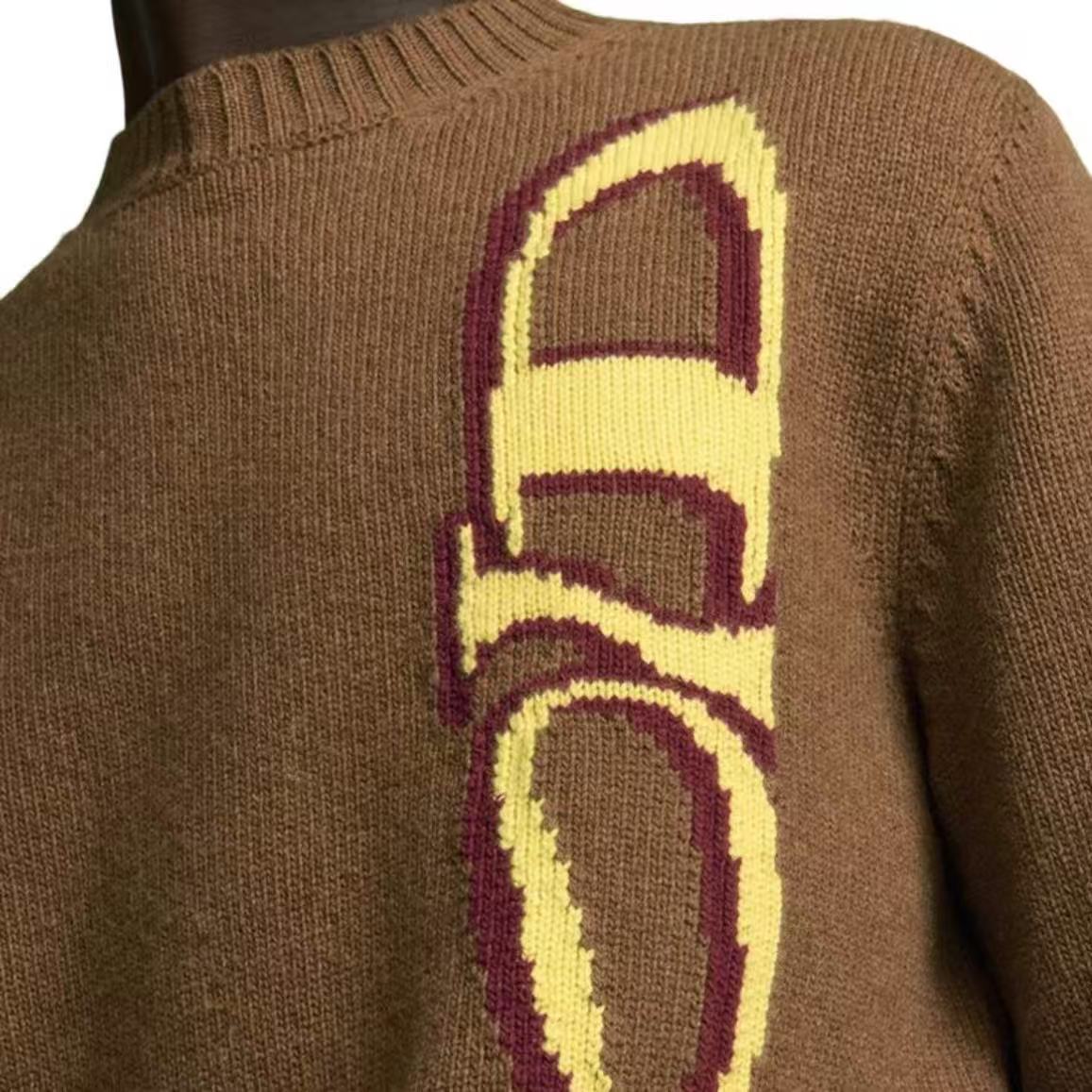 DIOR DIOR AND LEWIS HAMILTON Limited Collection Logo Letter Embroidery Round-neck Long-sleeved Sweater for Men Brown
