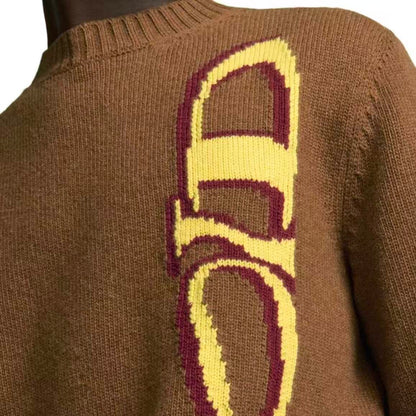 DIOR DIOR AND LEWIS HAMILTON Limited Collection Logo Letter Embroidery Round-neck Long-sleeved Sweater for Men Brown