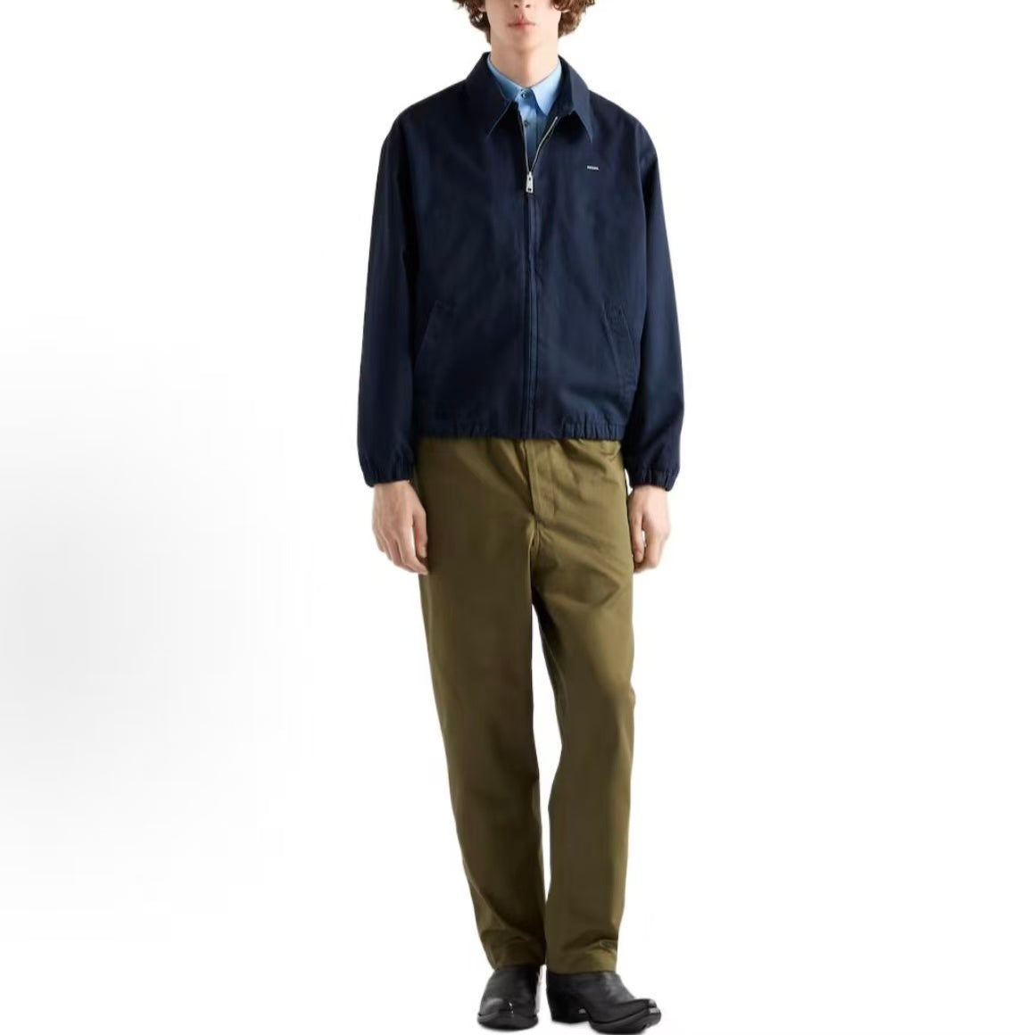 PRADA Prada FW25 Cotton Letter Logo Shirt Collar Jacket Coat Men's Style