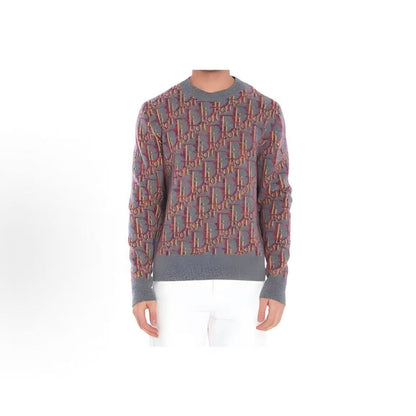 DIOR (Dior) Men's Long Sleeve Round-neck Pullover Sweater in Gray