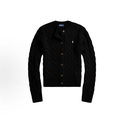 Ralph Lauren Solid-color Logo Embroidered Single-Button Long-Sleeved Sweater Standard Fit Women's Style